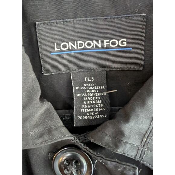 London Fog Womens Solid Black All Season Trench Coat Sz Large - Picture 5 of 12